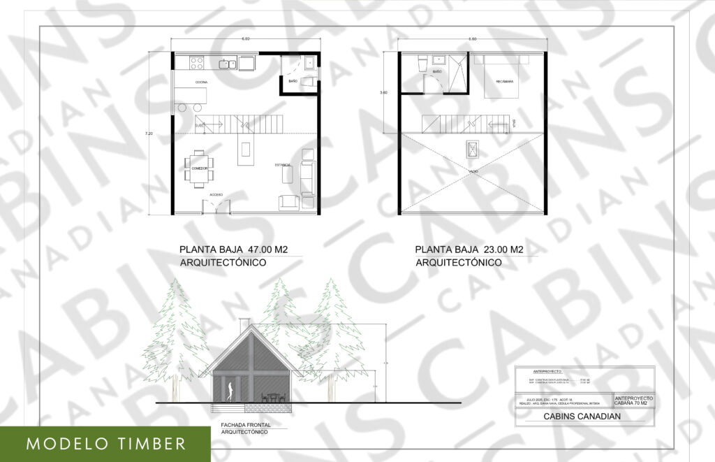 plano cabaÑa timber 70m2