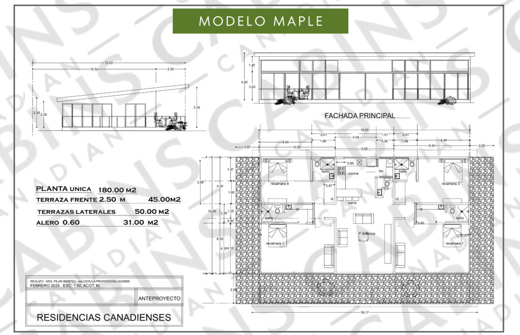 plano casa m. maple 180 m2