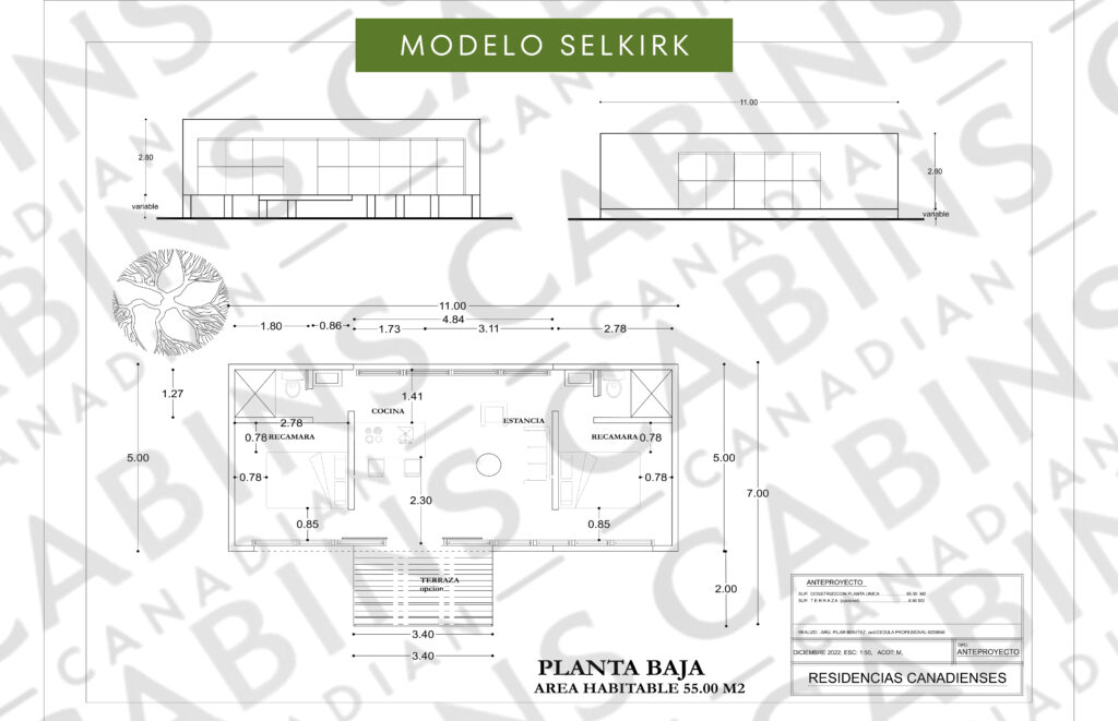 plano casa m. selkirk 55 m2