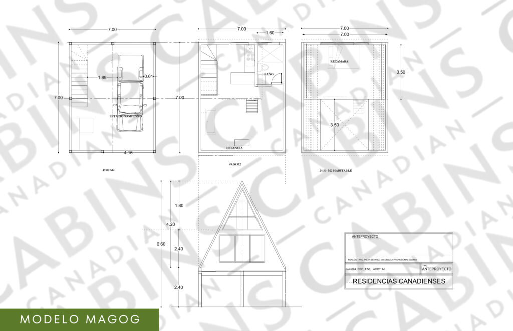 plano chalet magog 71 m2